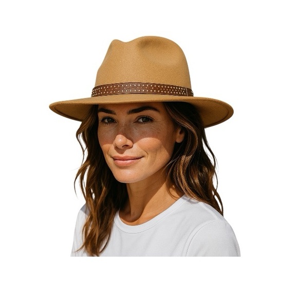 Felt Fedora Embellishment Studded Band Hat - Picture 9 of 14